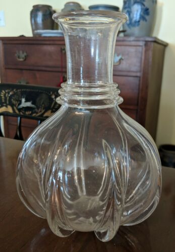 Antique Pillar Molded Glass Water Carafe Pittsburgh Rare Form 19th Century as is