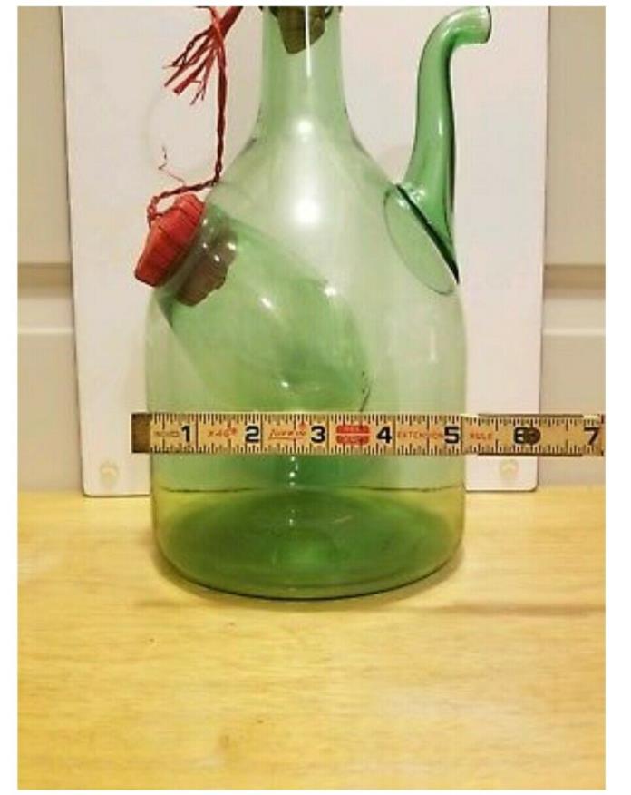 Italian Vintage Green Glass Wine Decanter Handmade Italy Italian Bottle Pitcher