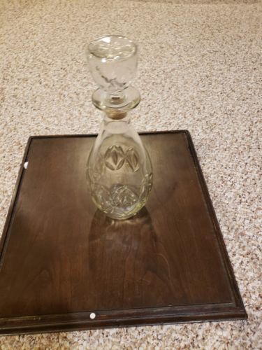 Vintage glass whiskey decanter 1970 s Clear glass