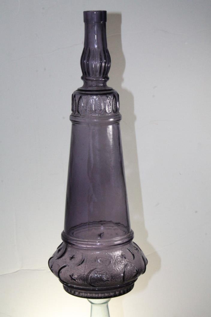 ANTIQUE PURPLE WHISKEY BOTTLE  DECANTER WITH STAR & MOON 13 1/2''