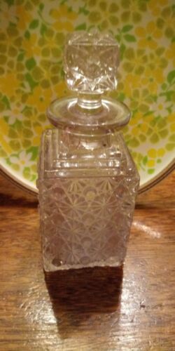 Small Depression Cut Glass Crystal Decanter 7 1/2 X 3