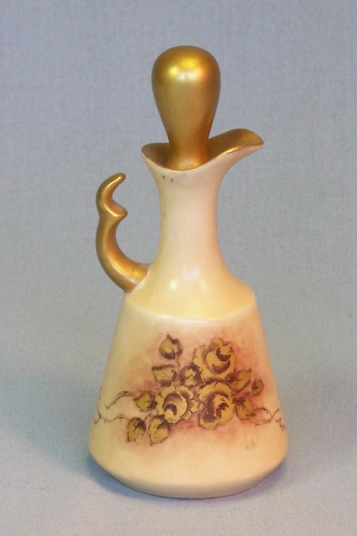 Hand-painted Decanter with Gold Roses & Stopper.