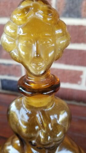 Vintage Victorian Women Amber Glass Decanter Italian Made