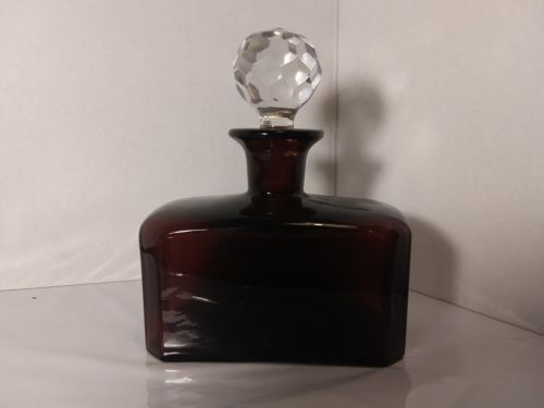 Vintage Hand Blown Purple Glass Decanter Polished Pontil Heavy