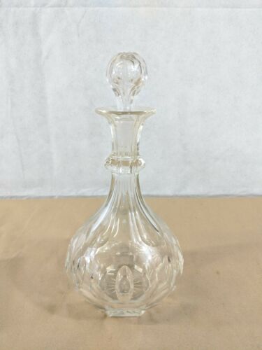G27 Vintage Cut Crystal Decanter Faceted w/ Cut Stopper  11”