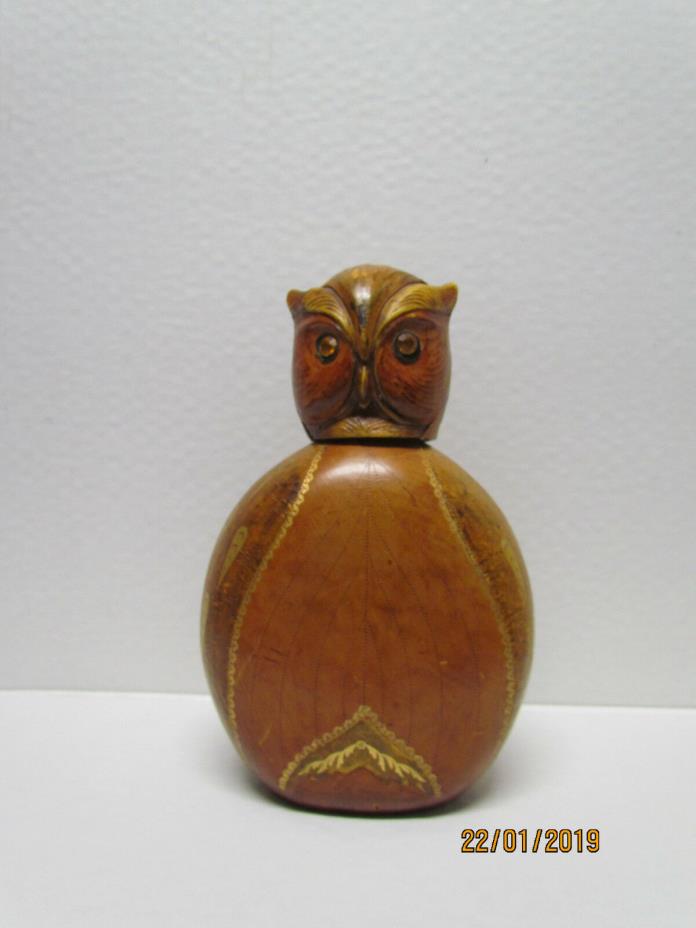 Vintage Original M.A. Leather Handiwork Golden Owl Green Bottle     PayPal ONLY