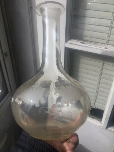 Antique Open Pontil Hand Blown Decanter Frosted Decoration FOR BEST OFFER