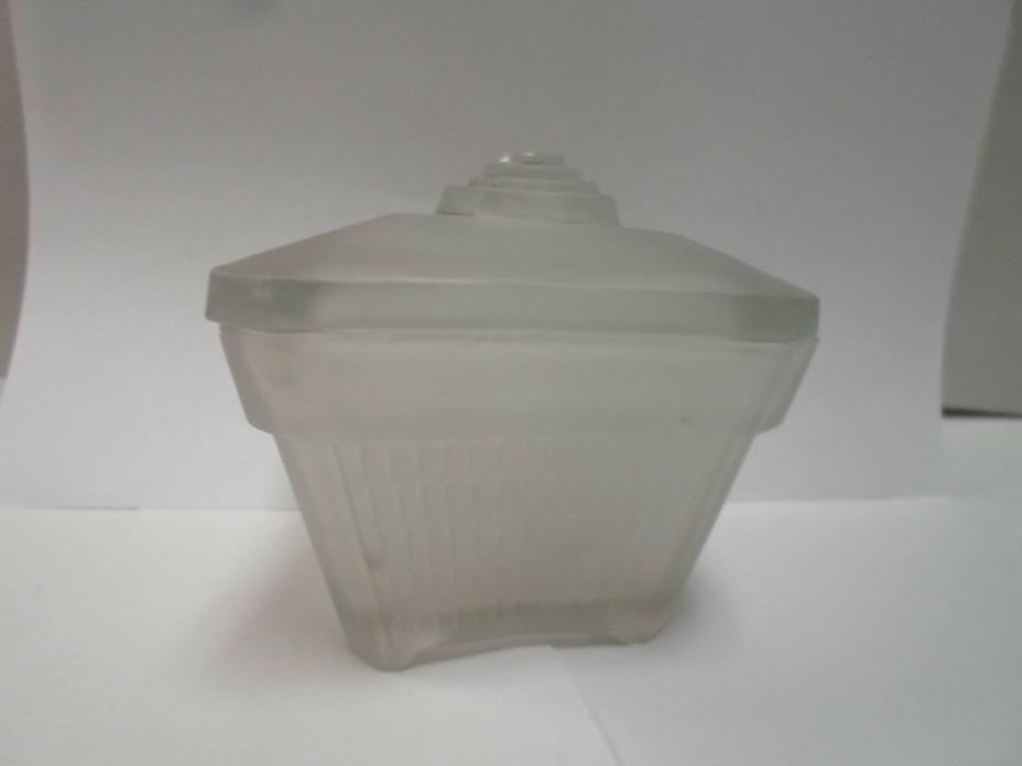 Antique Unique Shaped Frosted Glass Dish with Lid