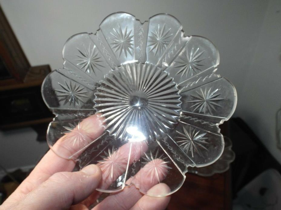 Antique Set of 9 Hand Wheel Cut Glass Crystal 6 1/4