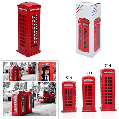Coin Bank Metal Britain London Street RED Telephone Booth Piggy Money Bo 7