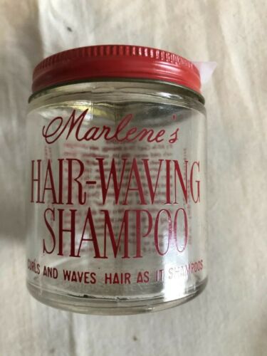 Vintage Glass Jar Marlenes Hair Waving Shampoo 50s Mid Century