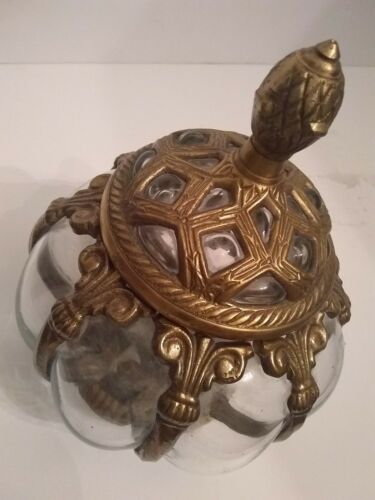 India Candy Jar Brass Bubble Glass