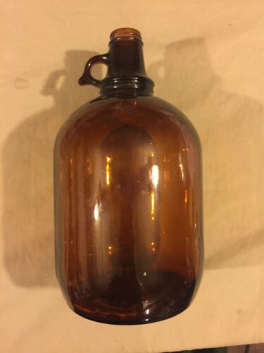Antique Glass Amber Brown 1 Gallon Jug Vintage
