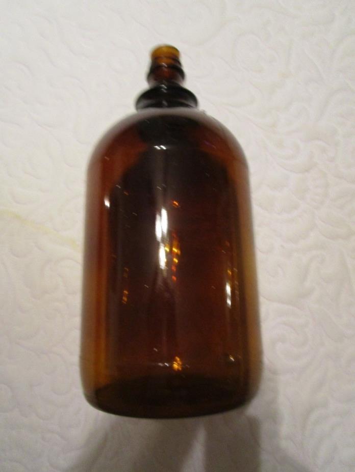 Glass Jug Bottle Amber Brown Glass 1 Gallon Large, Handle (no cap) Vintage