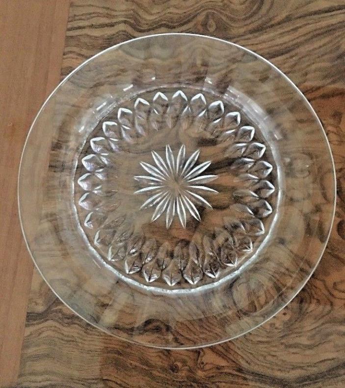 Vintage Clear Crystal small Round Flower Design Plate