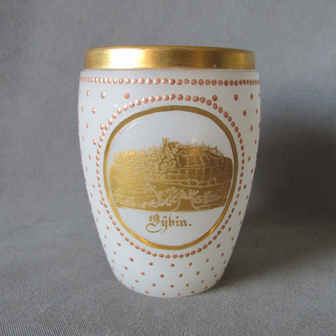 Antique Grand Tour French, German Opaline and Gilt Gold Cup
