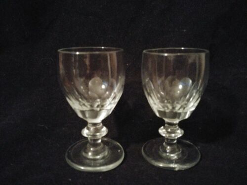 Pair of Early 19th Century Blown and Cut Wine Glasses