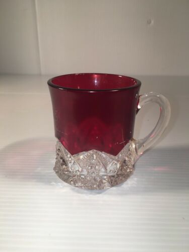 Antique 1900 Fairree Cranberry Glass Mug