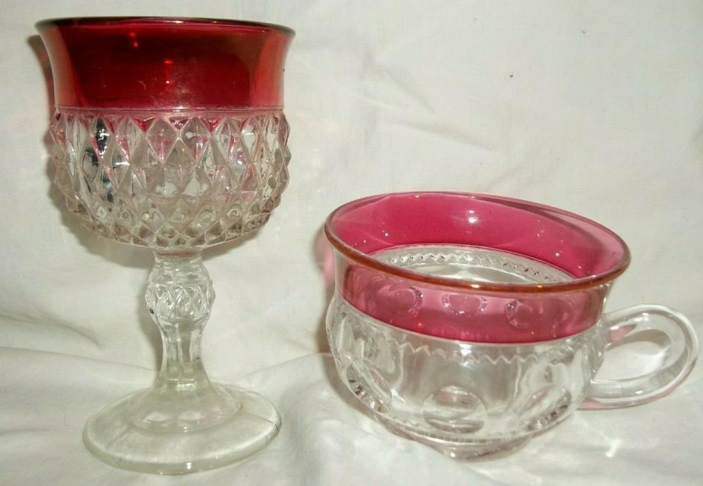 Good cranberry glass goblet, and cranberry glass cup