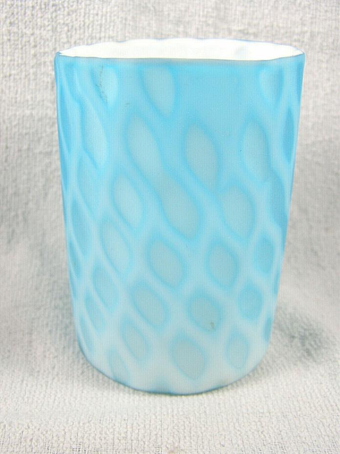 Antique Blue Satin Mother of Pearl Diamond Quilted Tumbler