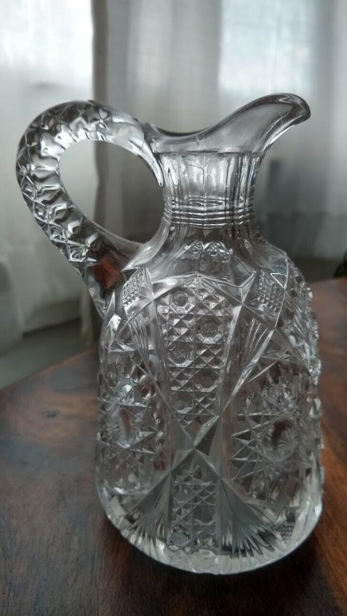 Antique American Cut Crystal Glass Pinwheel Pattern Cruet Vinaigrette Bottle