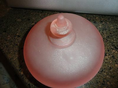 PINK GLASS COVERED CANDY DISH GOODCONDITION AGE UNKNOWN FROM FAMILY ESTATE