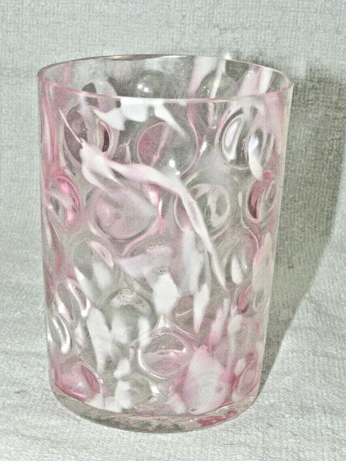 Scarce Antique Pink & White Speckled Baby Coin Spot Tumbler