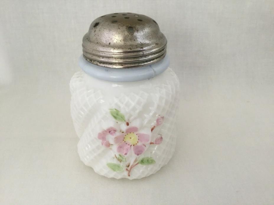 Antique Mt. Washington Enamel Cosmos Glass Sugar Shaker/Muffineer.         *3363