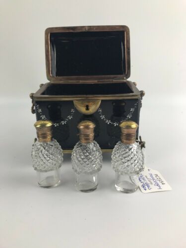 Mary Gregory Style Black Glass Casket Box- Lot 815