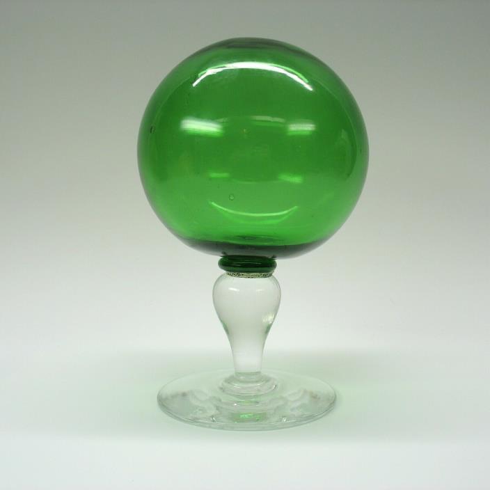 Antique American green & clear glass wig stand