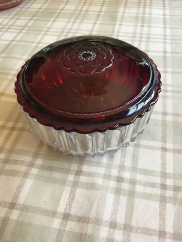 Cranberry Glass Powder Box