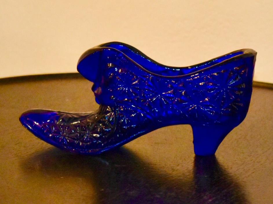 Cobalt blue glass slipper 5 1/2