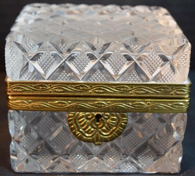Cut Crystal (Glass) Brass Mounted Box