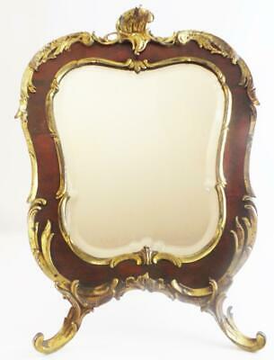 1840 French Bronze and Faux Tortoise Table Top Easel Vanity Mirror