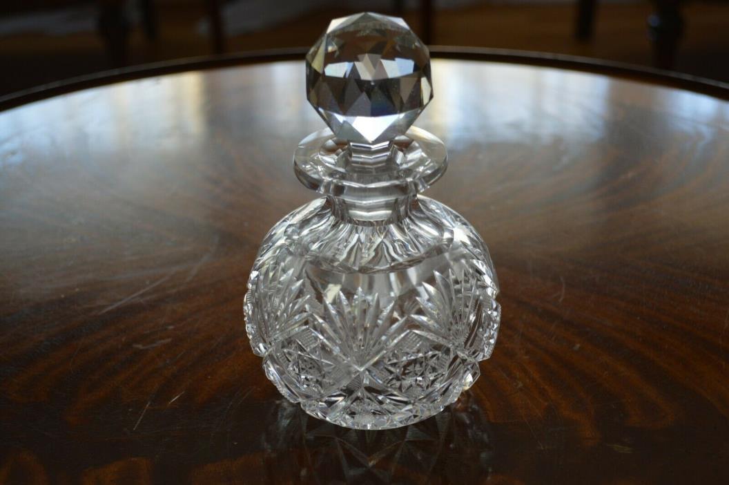 ANTIQUE ABP HAND CUT CRYSTAL GLASS PERFUME SCENT BOTTLE COLOGNE DECANTER
