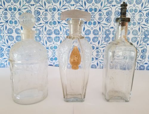 Antique Glass Perfume Bottles Set of 3 For 1 Price