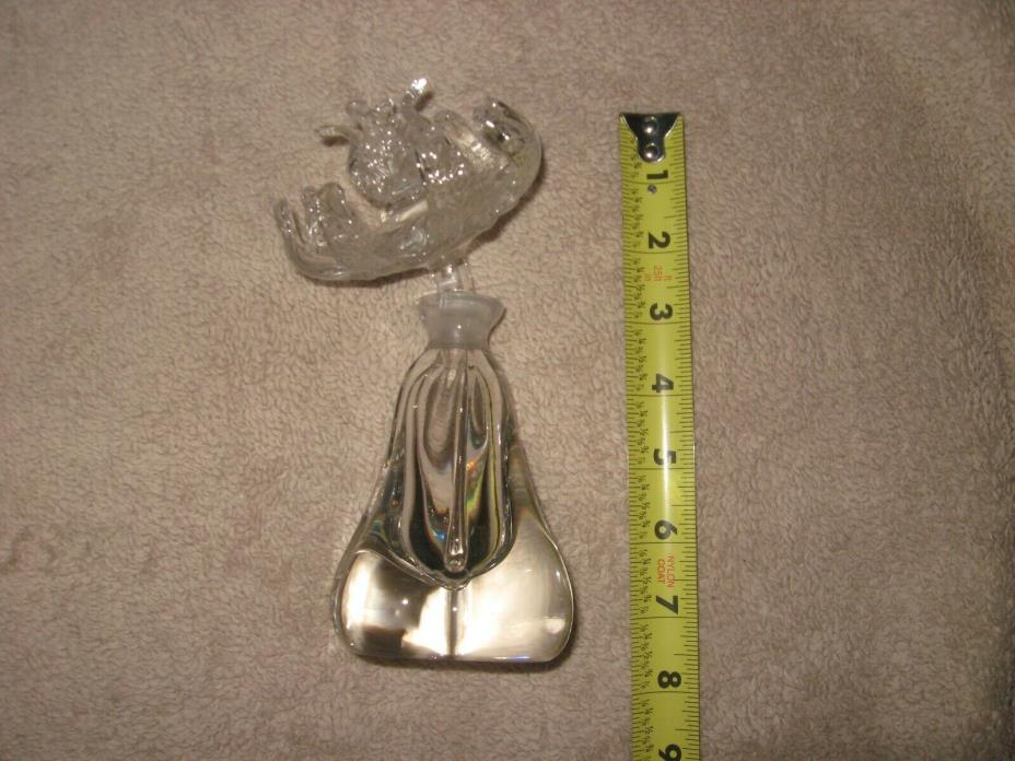 BEAUTIFUL Antique Clear Crystal Perfume Decanter Bottle with Flower Topper