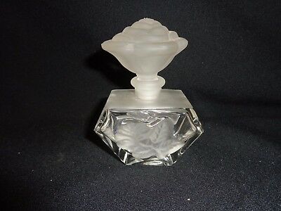 Antique or Vintage Clear Pressed Glass Vanity Perfume Bottle with Stopper (b)