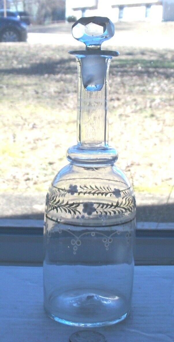 NICE VICTORIAN FANCY PONTIL FANCY GLASS PERFUME BOTTLE WITH WORKING STOPPER