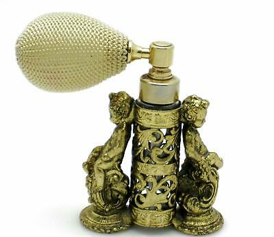 GLOBE 1930s Puffer Atomizer Ormolu Cherub Perfume Bottle 24K Gold Plated 22