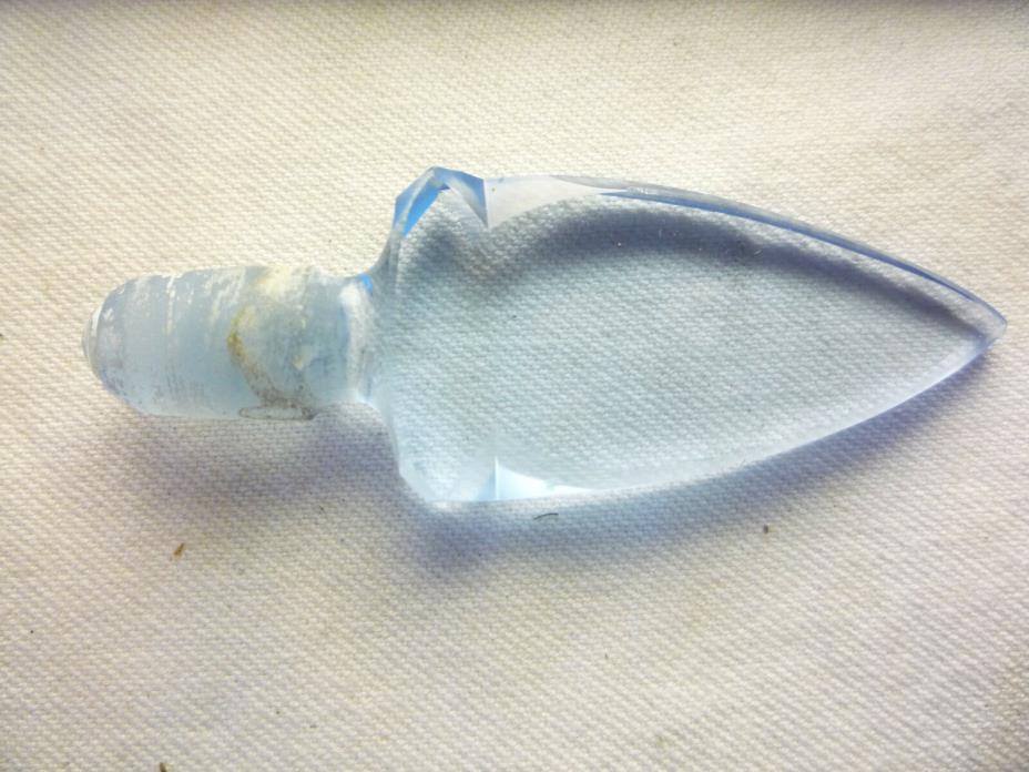 Antique Beautiful Light Blue Cut Glass Perfume Bottle Stopper Arrow Head 3
