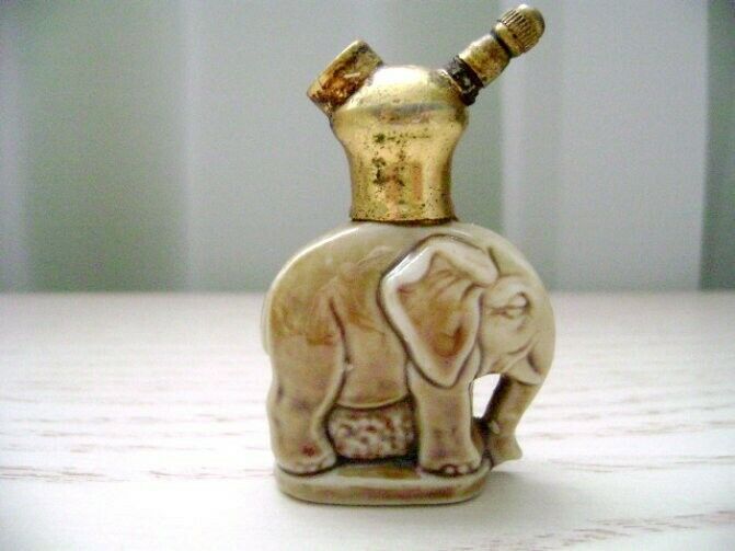 Vintage Porcelain ELEPHANT Figural Perfume Scent Bottle GERMANY