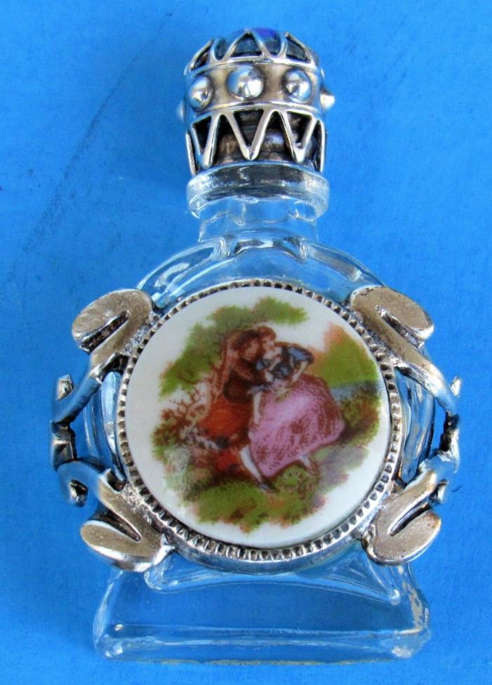 Vintage Miniature Perfume Bottle 982L with Silver Filigree Casing