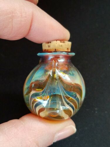 Miniature Venetian Hand Blown Feather Glass Perfume Bottle