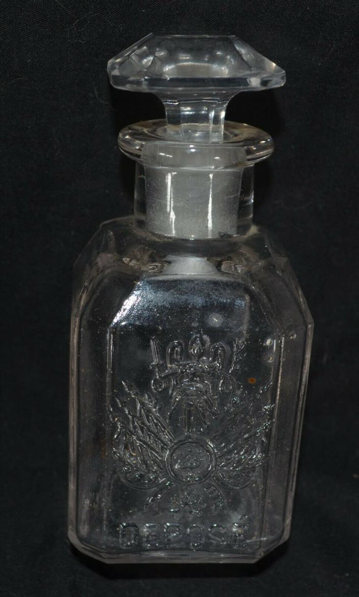 Vintage Guerlain Paris Depose Perfume Bottle w/ Stopper Embossed Logo