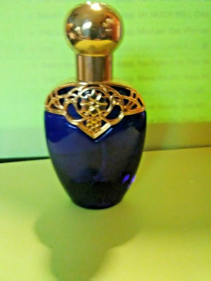 Cobalt Blue Glass Perfume Bottle Vintage Gold cap and decoration  LAST CHANCE
