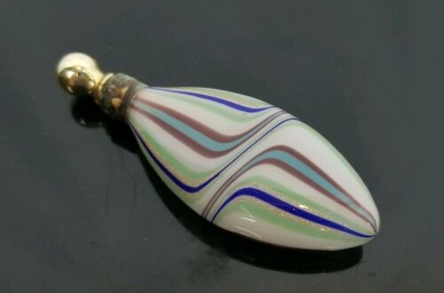 STUNNING, ANTIQUE MURANO GLASS SCENT BOTTLE WITH BLOWN STOPPER 19C