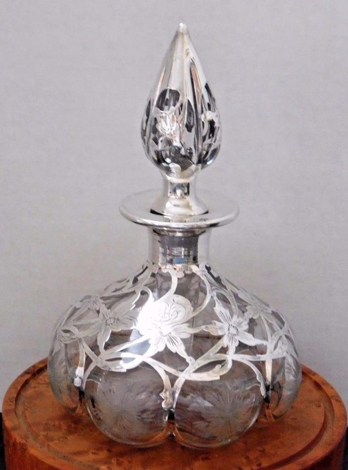 Steuben Glass Sterling Overlay Lobbed Perfume Bottle, Alvin Silver Co. 7