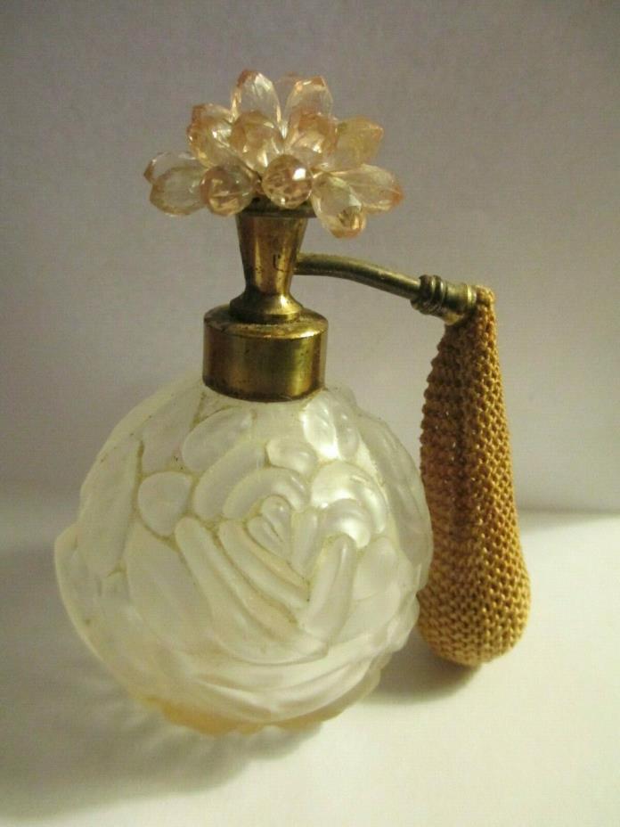 Vintage 1930's perfume bottle Lalique ? 3 3/4 w stopper w/ sprayer original