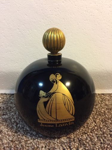 Large Vintage Jeanne Lanvin Dummy Perfume Black Bottle Gold Arpege glass stopper